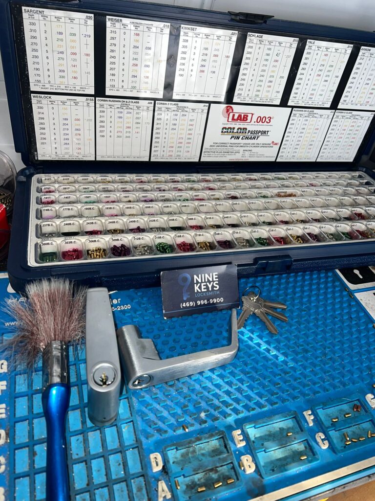 Professional locksmith service in Dallas TX working on lock and key system